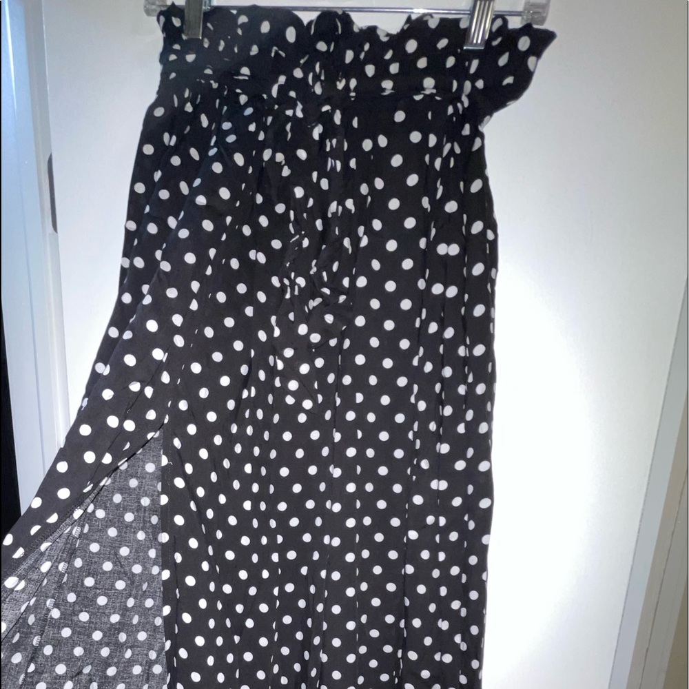 Polka Dot Split Thigh Pants
